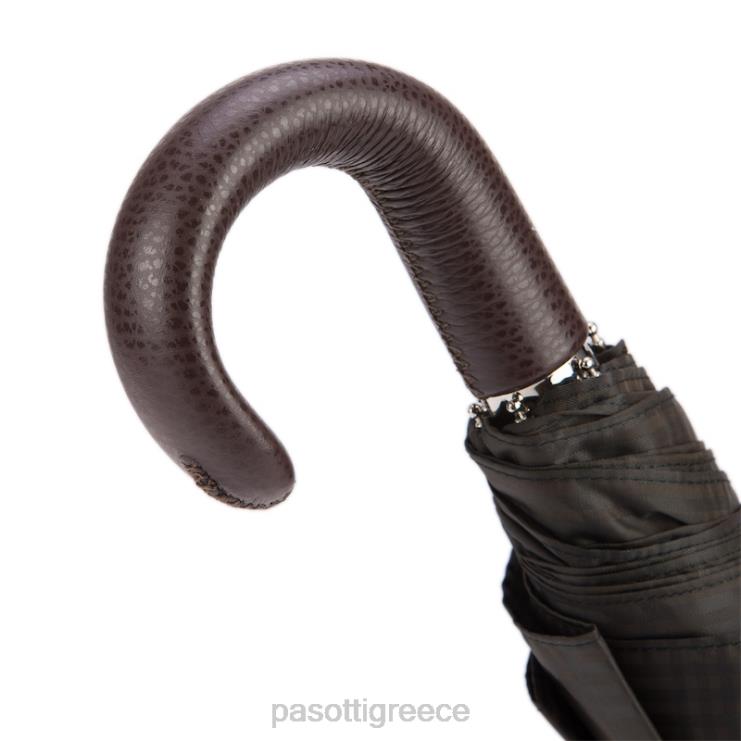 ομπρέλα | PASOTTI 64 6434-15 p - καφέ καρό ομπρέλα με δερμάτινο χερούλι 2N6B8191 άνδρες